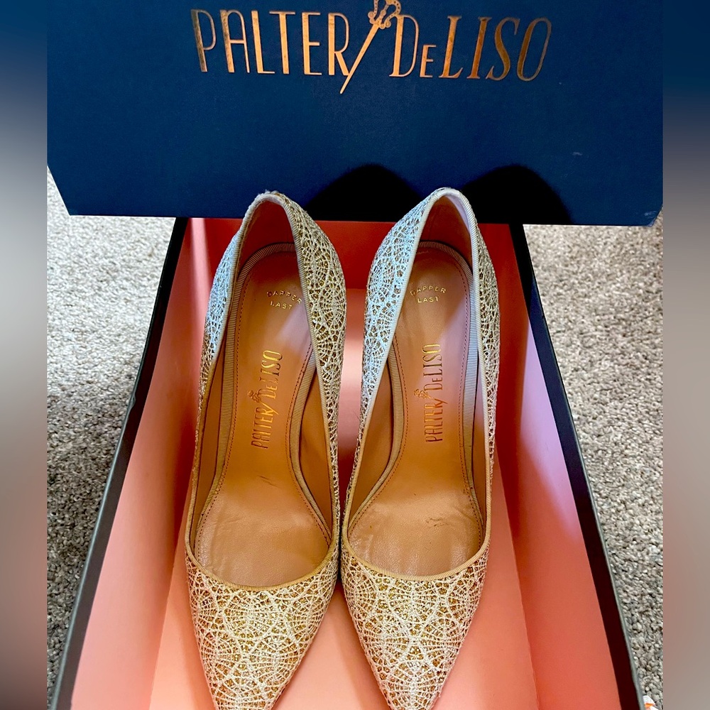 Palter DeLiso gold and cream heels